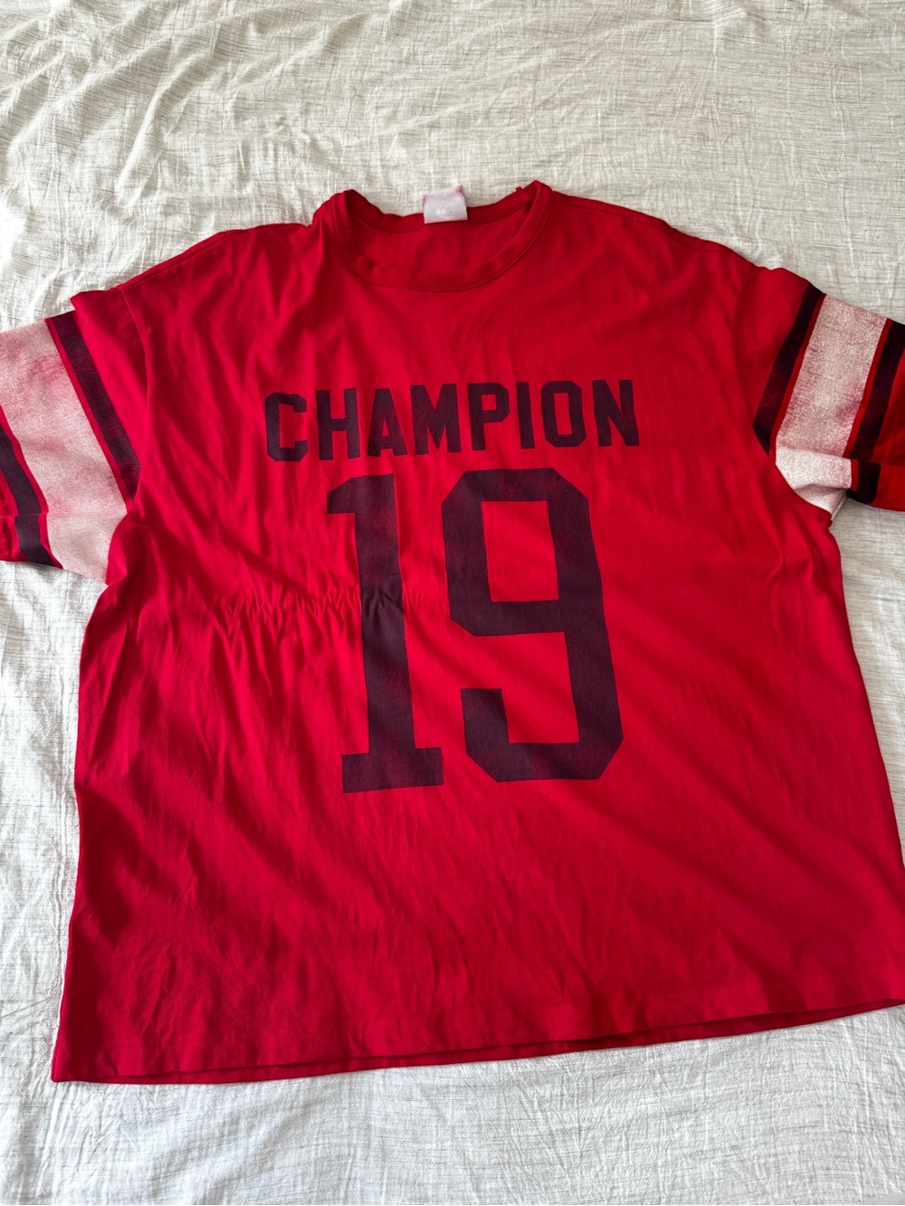 Champion Red Graphic Tee with Navy Number - Picture 1 of 4